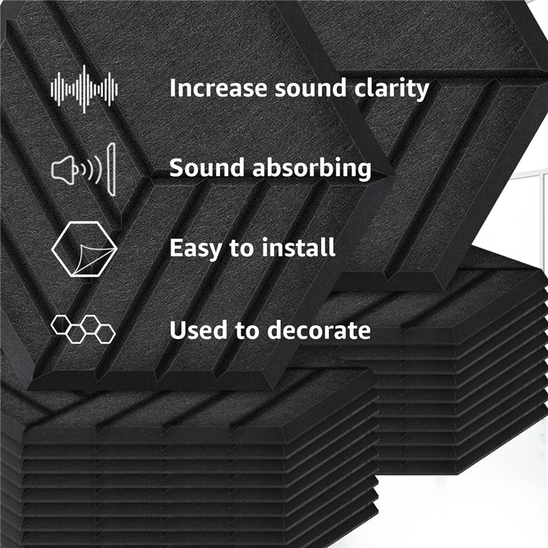 

FSTE-12 Pack Self Adhesive Acoustic Panels, 14 X 12 X 0.4Inch Soundproof Wall Panels, Sound Absorbing Panels