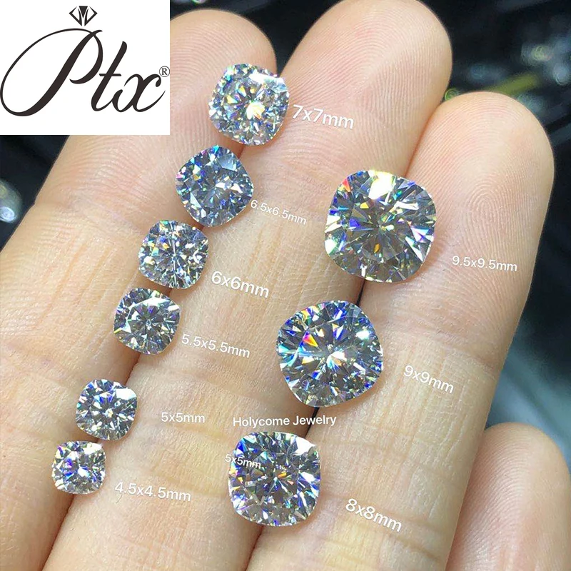 Excellent 10x10mm Cushion Cut Moissanite Stone White D Color VVS1 Loose Gemstone Pass Diamond Tester with GRA Certificate