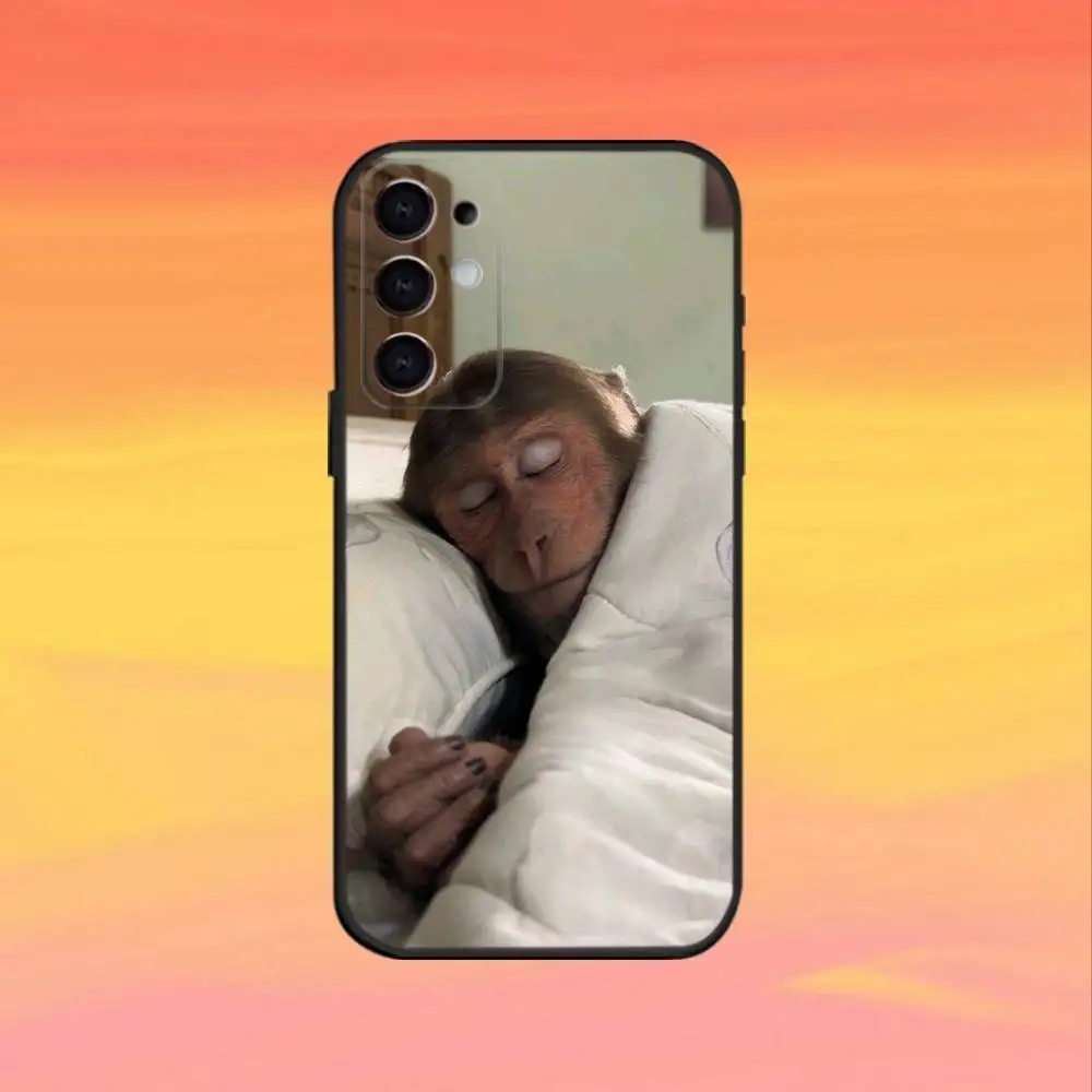 Funda de teléfono con mono divertido y bonito para Samsung S25,S24,S21,S22,S23,S30,Ultra,S20,Plus,Fe,Note,10,9,5G, funda negra