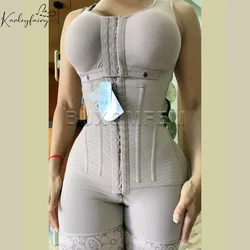 Highly Compressed Tight Breasted Jumpsuit Sleeveless Shapewear with Chest Wrap Adjustable Postpartum Belly Wrap Fajas with Bra