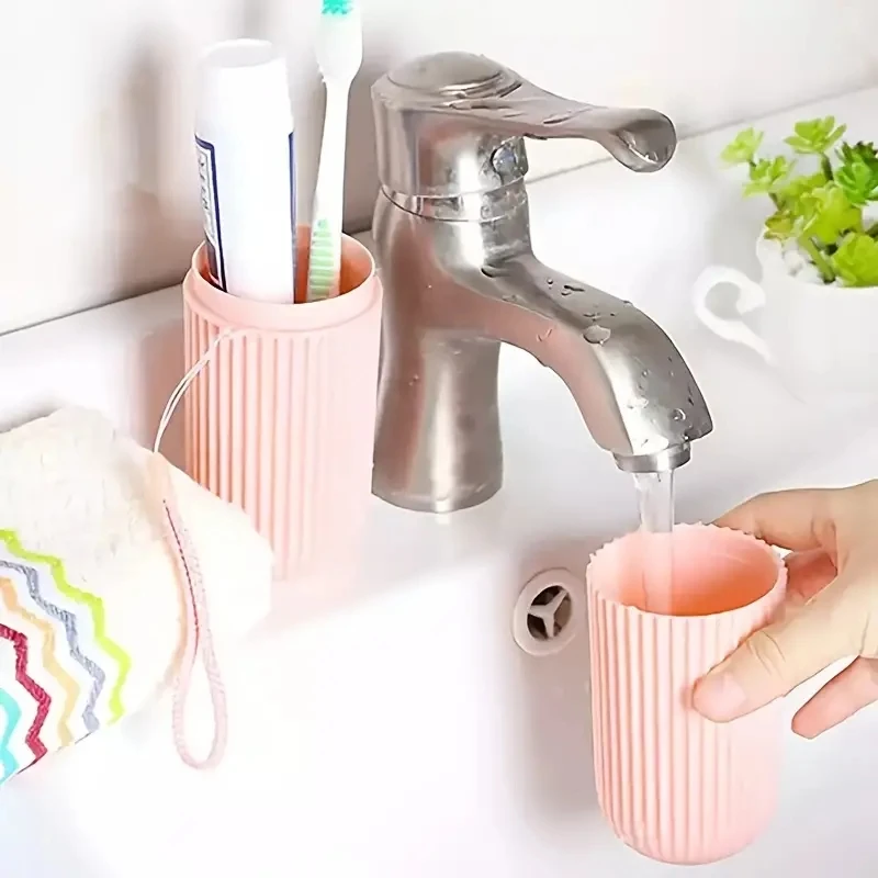 Caja de cepillo de dientes portátil de viaje con taza de enjuague bucal, taza de cepillado conveniente y cilindro de diente de lavado de dientes