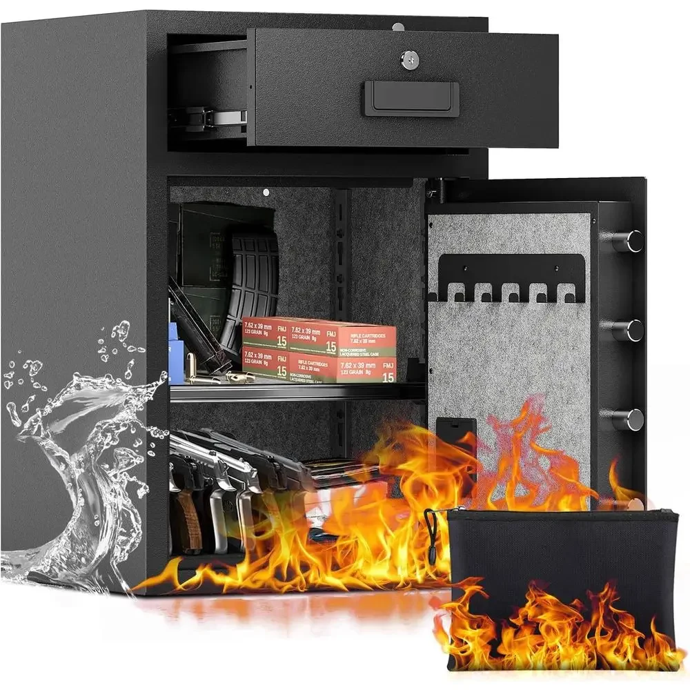 Heavy-Duty Safe with Fireproof and Waterproof Protection, Digital Keypad Alarm, Removable Shelves for Home, Office, or Hotel