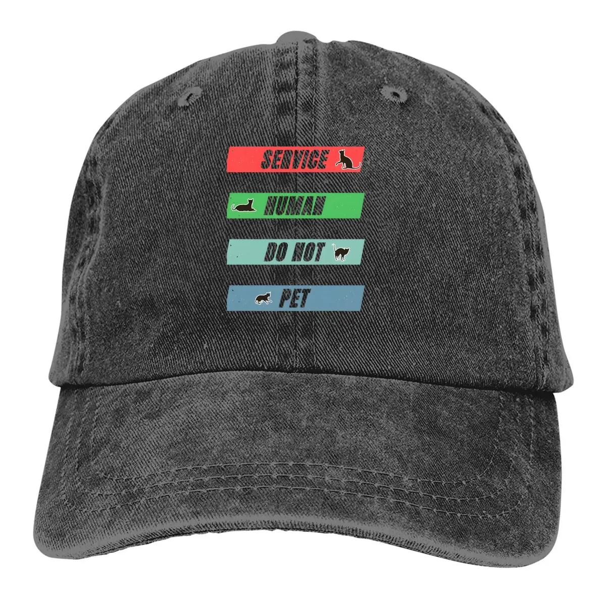 Washed Men's Baseball Cap Service Human Do Not Pet Trucker Snapback Caps Dad Hat Black Cats Golf Hats