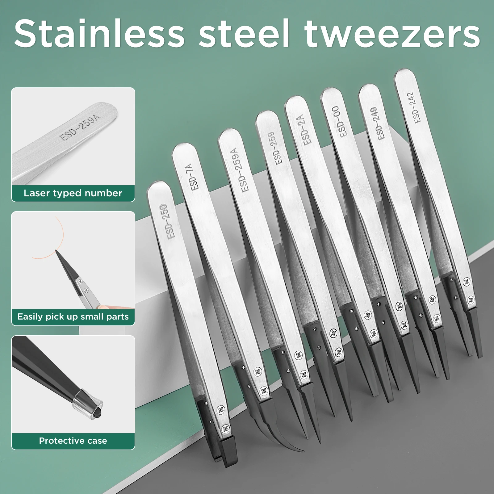 New Stainless Steel Tweezers With Interchangeable Carbon Heads Repair Tools DIY Jewelry Making Electronics Repair Craft Tools