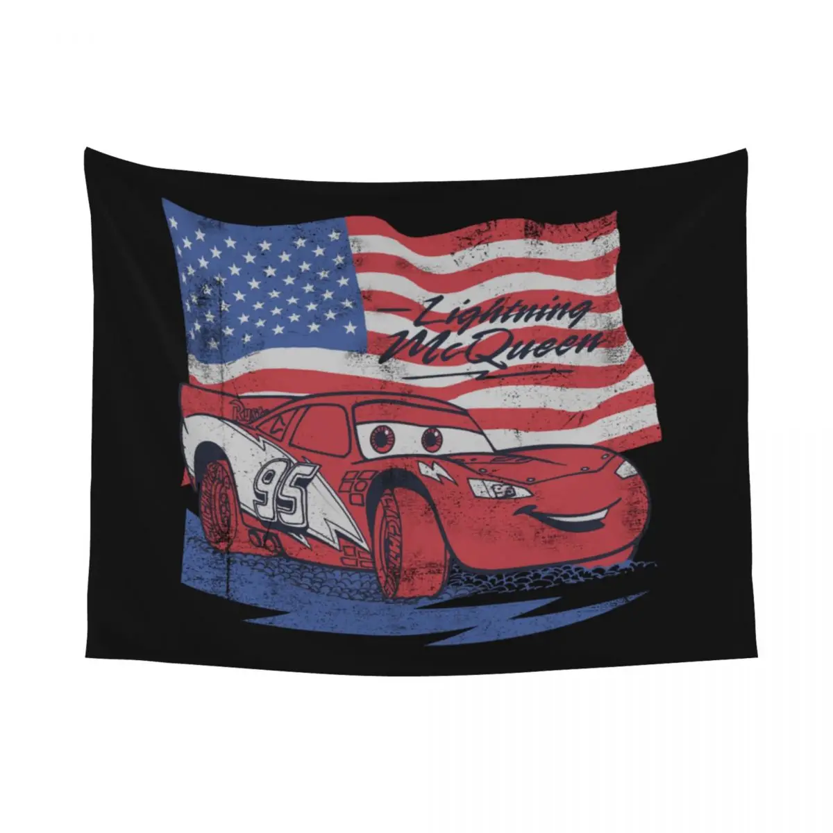 Custom Lightning McQueen American Flag Tapestry Home Decor Hippie Wall Hanging Tapestries for Living Room