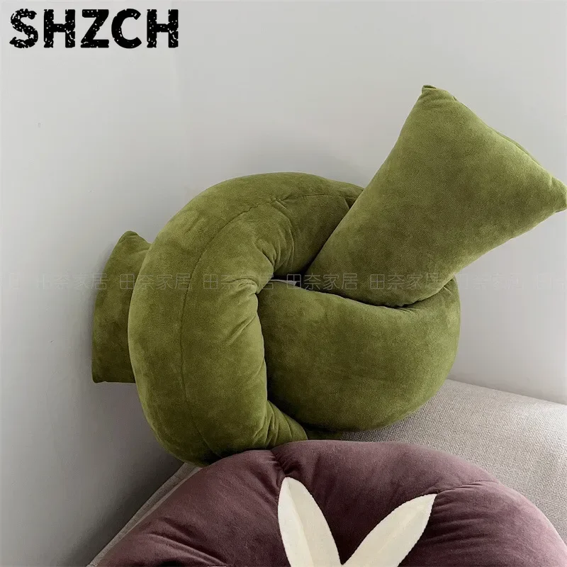 MOMO Ins Scandinavian Twisted Knot Shaped Knot Waist Soft Sofa Cushion Sleeping  Bedside Bolster