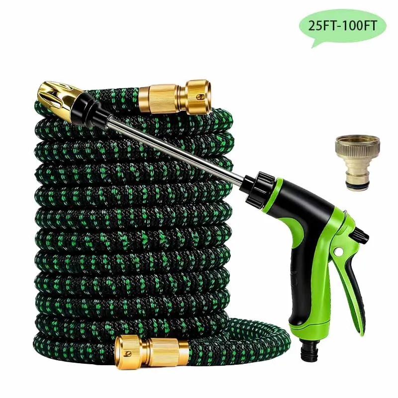 

Расширяемый садовый шланг высокого давления с распылителем-3X удлинительная трубка, подходит для мойки автомобилей и инструментов для ухода за газонами 25 футов-100 футов