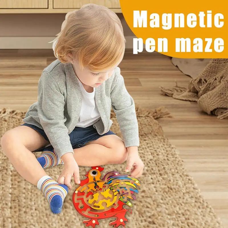 Jouets labyrinthe magnétique en bois pour enfants, jeu de puzzle de comptage assressenti, jouets de voyage magnétiques, forme créative, jouet d'apprentissage