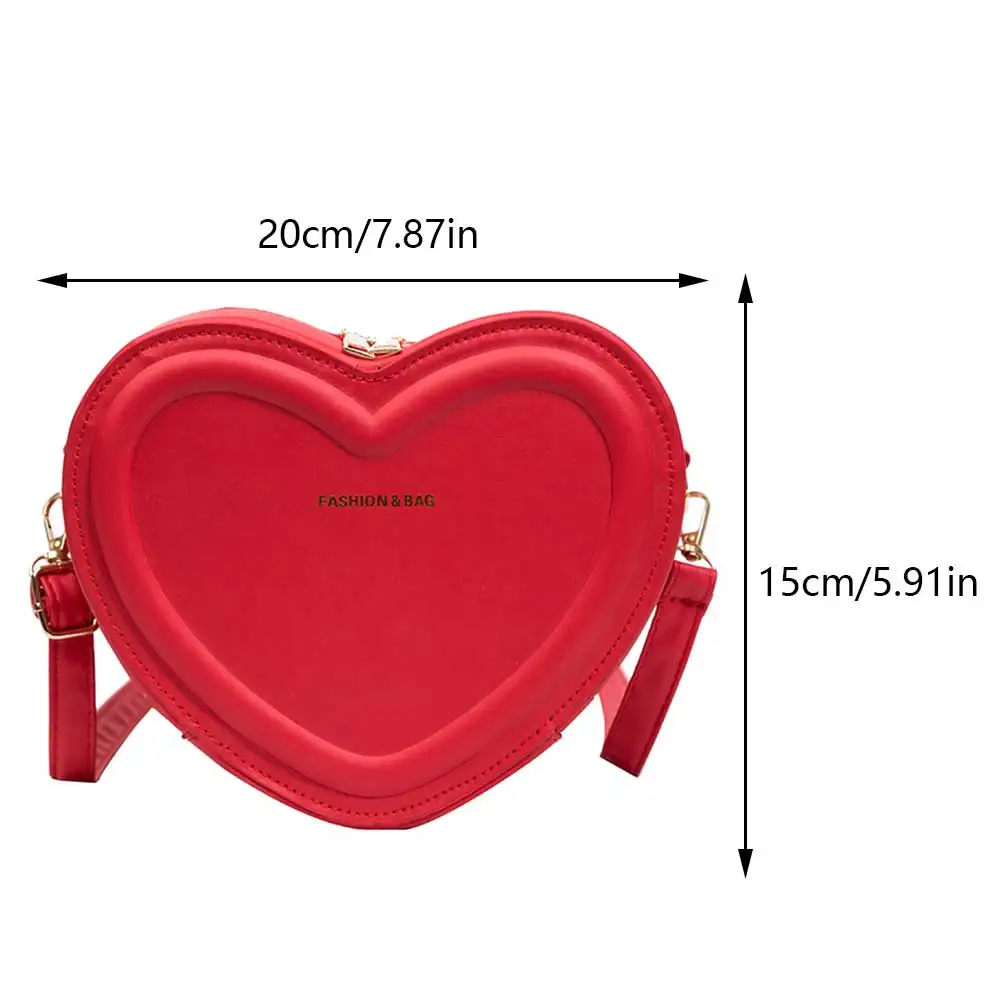 2024 New Peach Heart Sling Purses PU Leather Women Small Crossbody Bag Love Shaped Fashion Satchel Ladies Retro Red Shoulder Bag