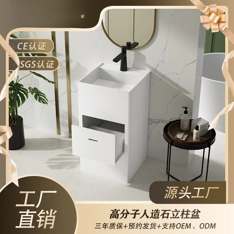 With faucet hole, drawer storage, square artificial stone wash basin, pillar basin, home stay, hotel, source factory