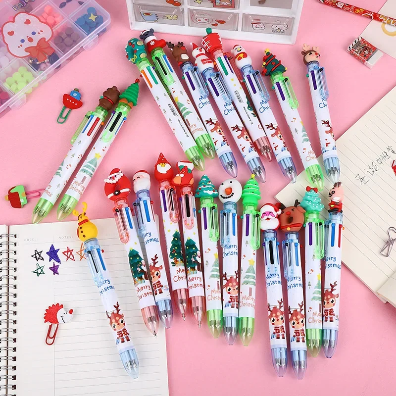 36Pcs Christmas New Christmas elements 6-color ballpoint pens, student cartoon stationery office supplies