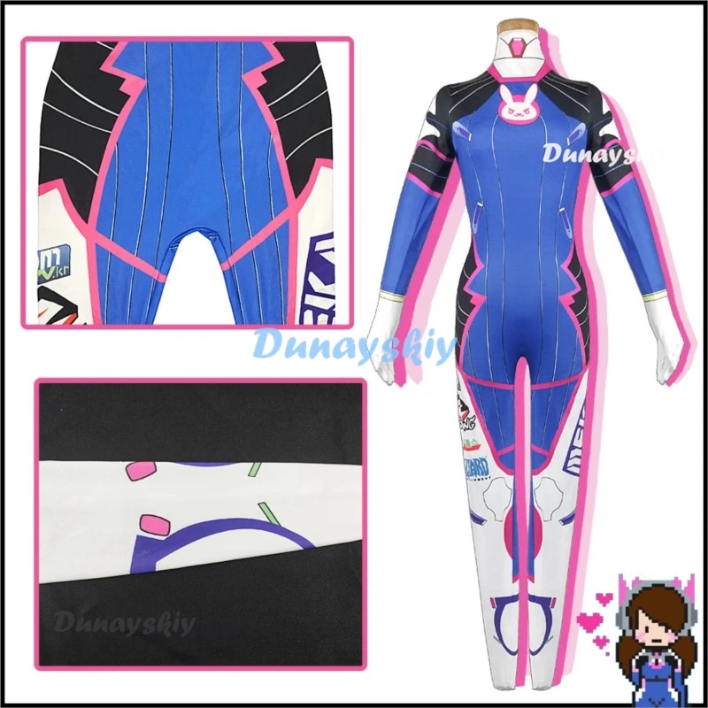 Anime Donna Tuta Collant Dva Costume Cosplay Gioco Zentai Parrucca Puntelli Cosplay Tuta per cuffie D.Va Cos Costumi di Halloween per feste