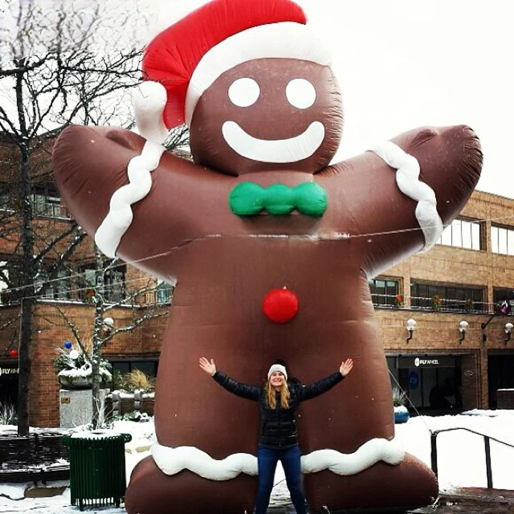 

26ft 8 Meter Giant Inflatable Gingerbread Man Holiday Event Cartoon Doll Outdoor Decoration Cute Christmas Mascot