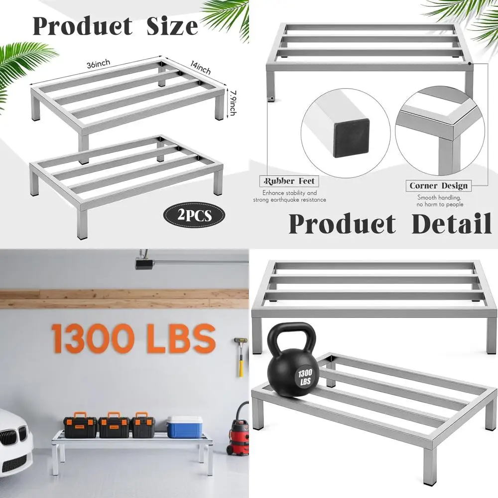 

Heavy-Duty Stainless Steel Shelving Rack, 36L x 14W, 7.9H, 2500+ lbs Capacity, Ideal for Commercial Floors, Kitchens, Garages, a