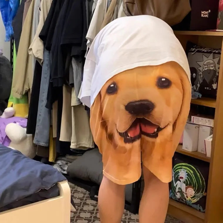 Pantalones cortos divertidos a la moda para perros y mascotas, pantalones cortos informales con estampado tridimensional 3D para hombres, pantalones cortos bonitos de verano con animales, pijamas para caminar en casa