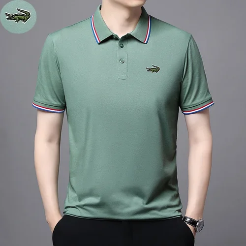 Imagen 2 del producto Camiseta bordada de verano para hombre, camiseta transpirable de manga corta, Polo informal de negocios, tallas europeas y americanas