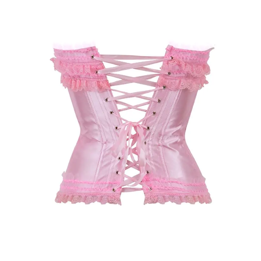 Sexy Spitze Overbust Korsett Top Frauen Vintage Satin Schleife Bustier Dessous mit Reiß verschluss plus Größe Body Shaper Burlesque Korsetts – Detail 10