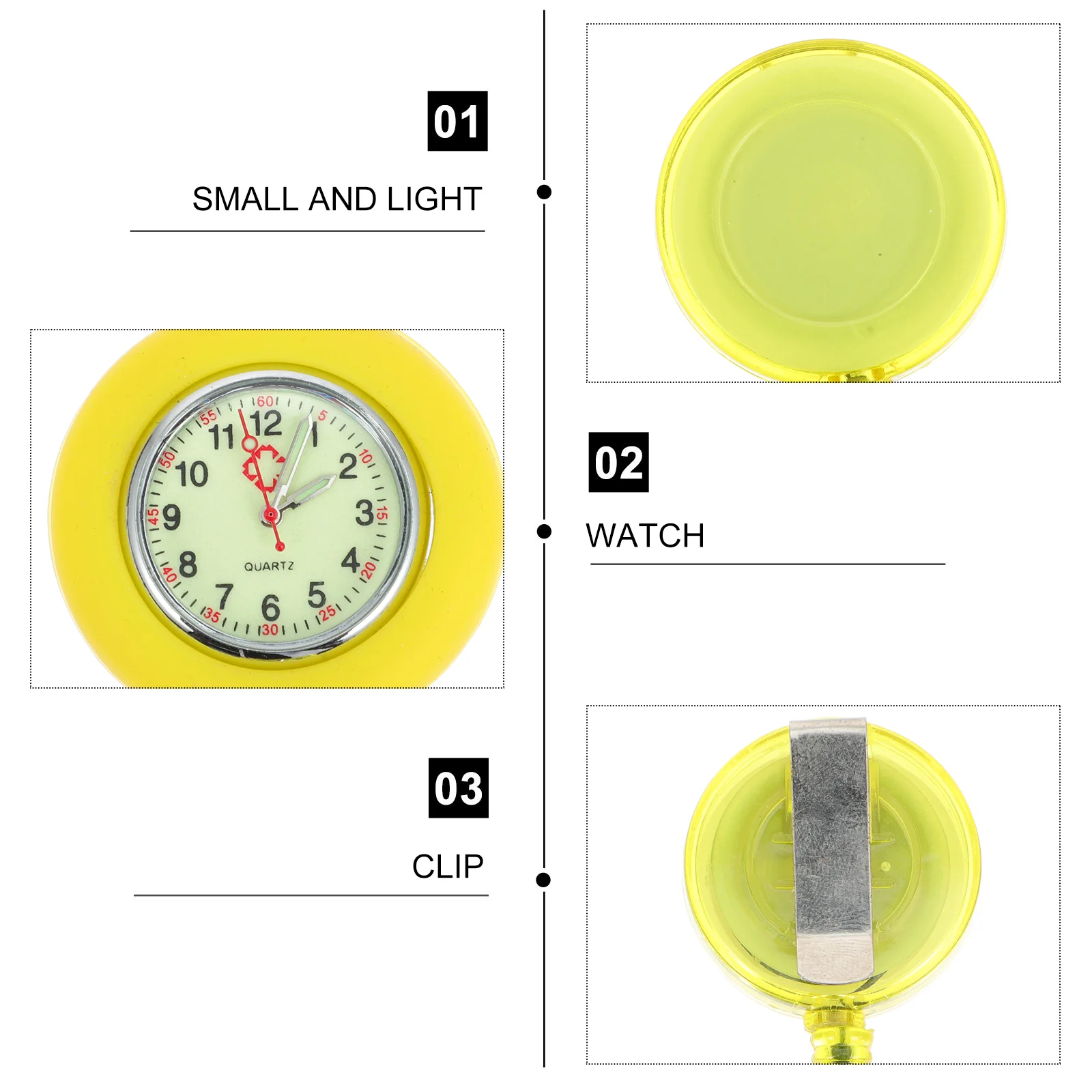 Montres de table d'infirmière pour femmes, poche de soins infirmiers télescopiques, Fob jaune