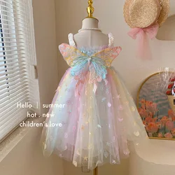 Vestito da principessa delle nuove canotte del bambino dell'arcobaleno della farfalla dell'elfo dei sogni dei bambini di estate delle ragazze