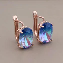 Unique Earrings for Women Fashion 585 Rose Gold Color Bridal Elegant Wedding Daily Fashion Earrings 2024 Luxury