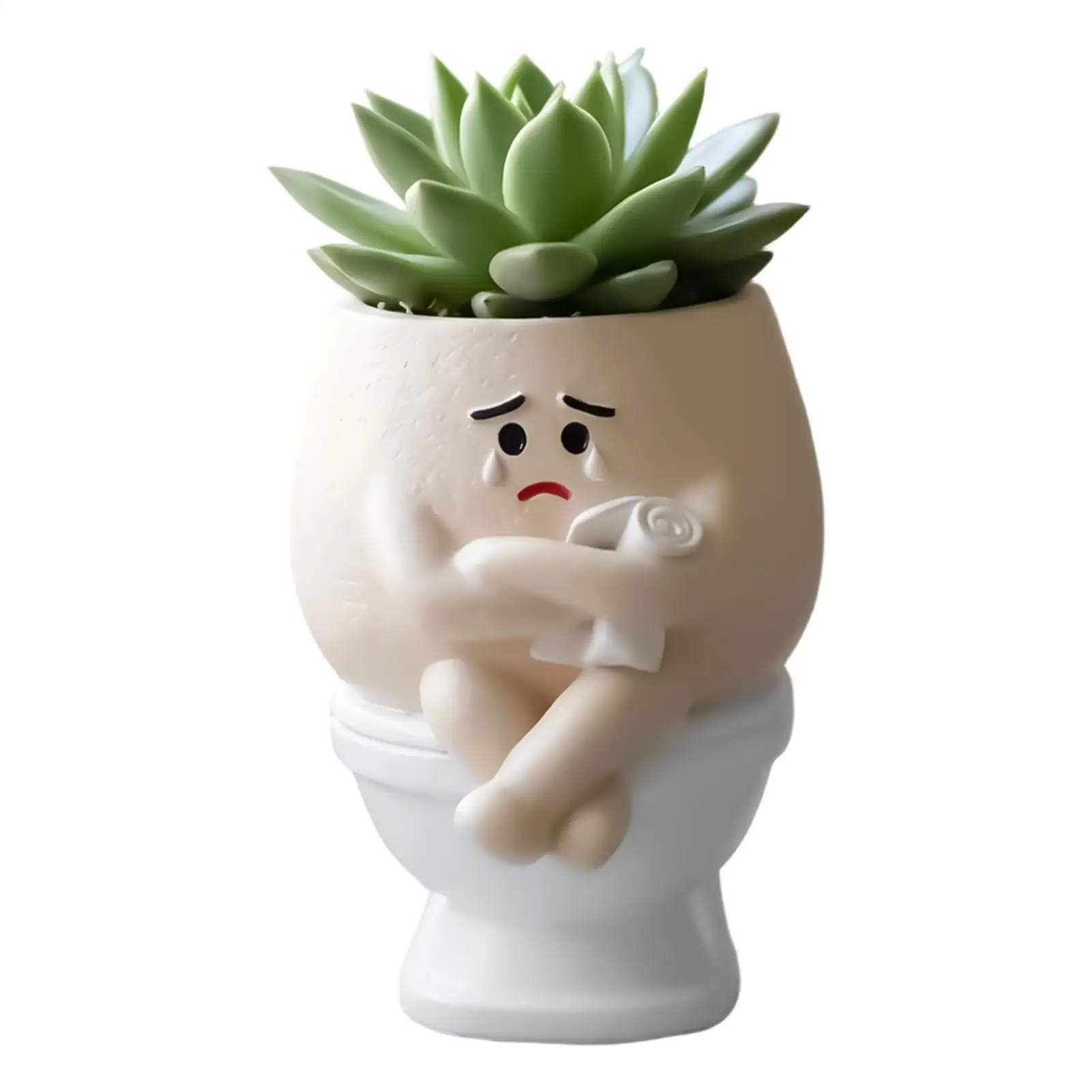 Funny sitting toilet ornament Planter Resin Toilet Shaped Breathable Decorative Flowerpot office desktop decoration crafts