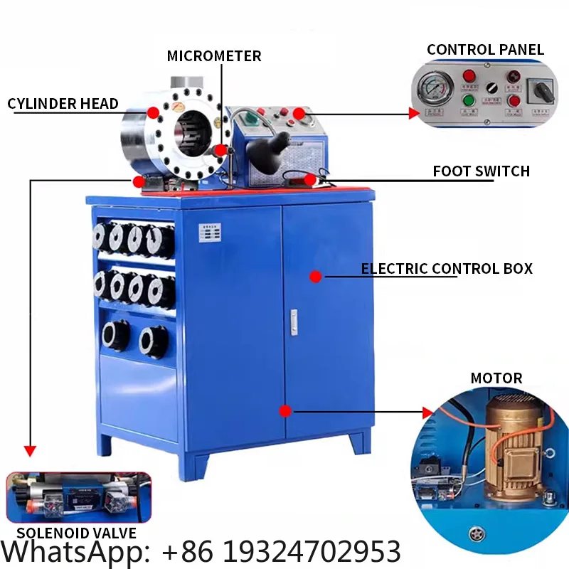 Hose crimping machine, hydraulic hose crimping machine, high pressure oil pipe crimping machine, hose locking machine