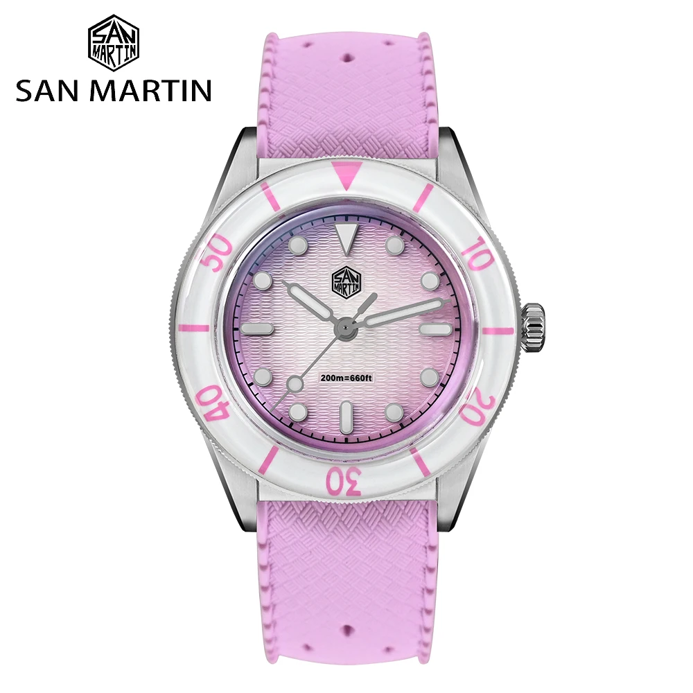 

San Martin SN0151GS 32.5mm Ladies Quartz Watch Fashion Luxury Women Wristwatch Matching Couple Watch MOP Dial Sapphire WR200m