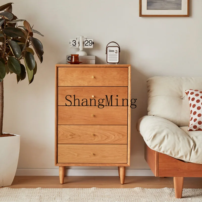 

CL Solid Wood Five-Drawer Chest Modern Simple Storage Five-Drawer Chest Bedroom Cherry Wood Full Solid Wood Five-Drawer Cabinet