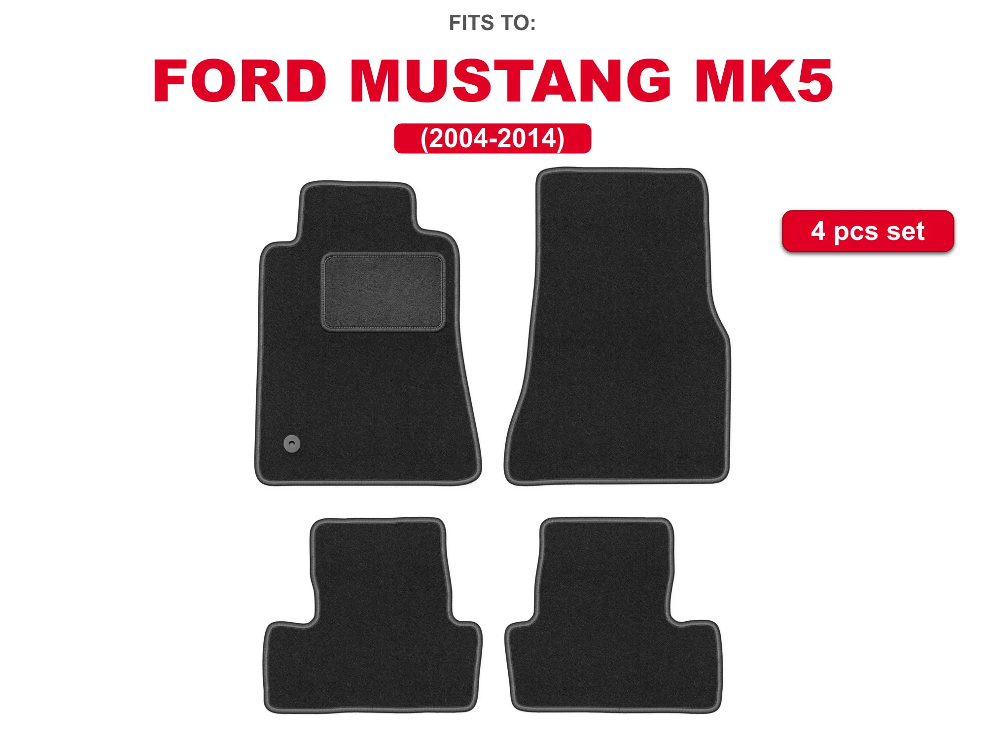 Auto velourmatten voor: Ford Mustang MK5 2004-2014 Coupé auto-gemonteerde grafiet automattenset
