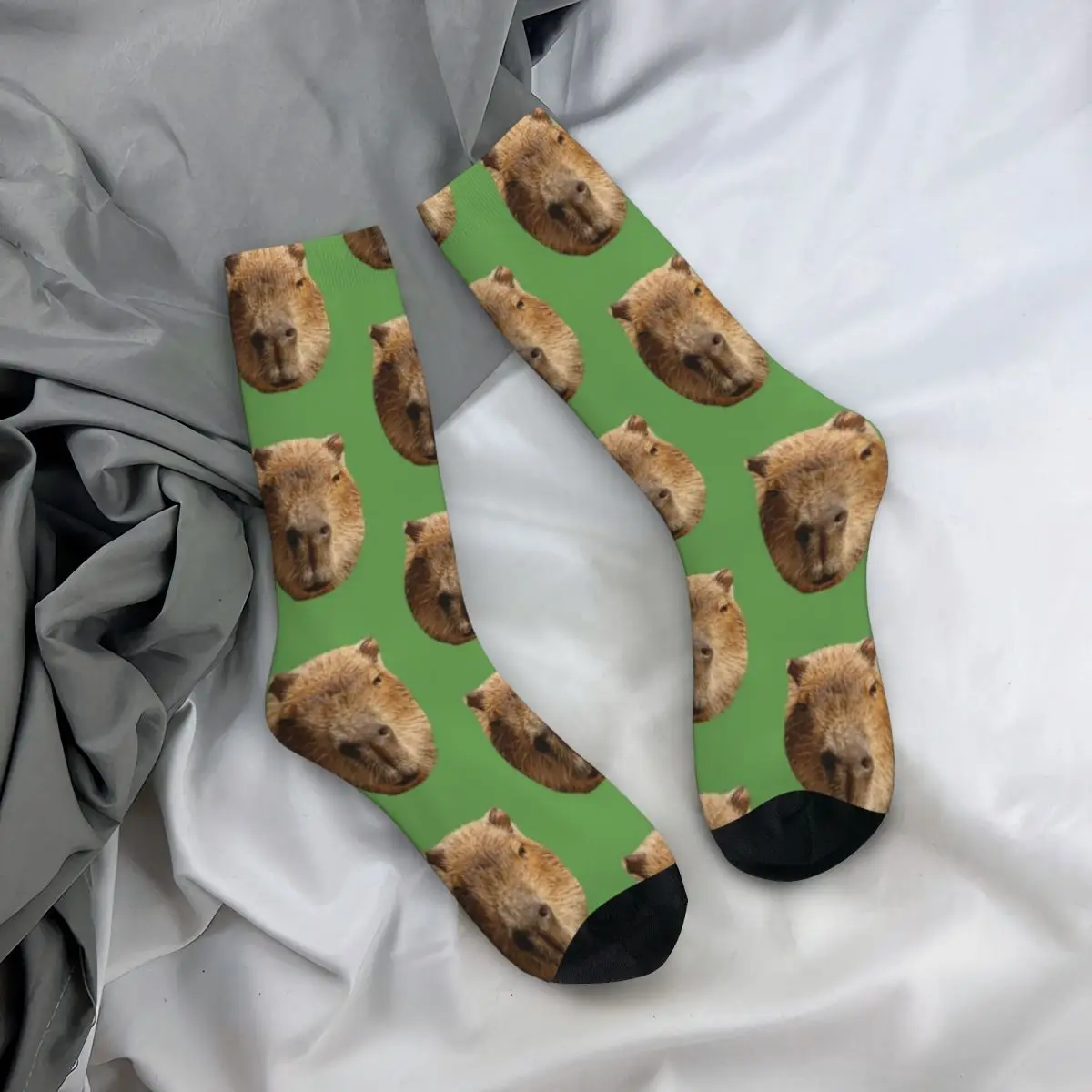 Retro masculino capybara rosto skate meias dos desenhos animados bonito poliéster meias longas para unisex respirável