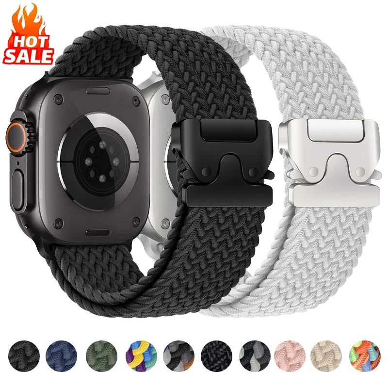 

Nylon Solo Loop Strap for Apple Watch Band Ultra 2 49mm 46mm 42mm 45mm 44mm Woven Bracelet for Iwatch Series 10 9 8 7 6 5 SE 4 3