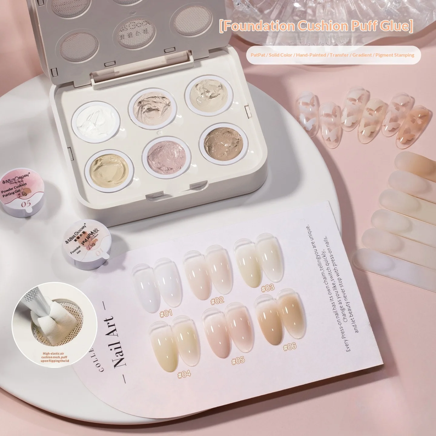 

6Gids Pat Painting Gel Air Cushion High Saturation Blush Concealer Gradient Soak Off UV LED Varnishes Paintable Nail Polish Kit