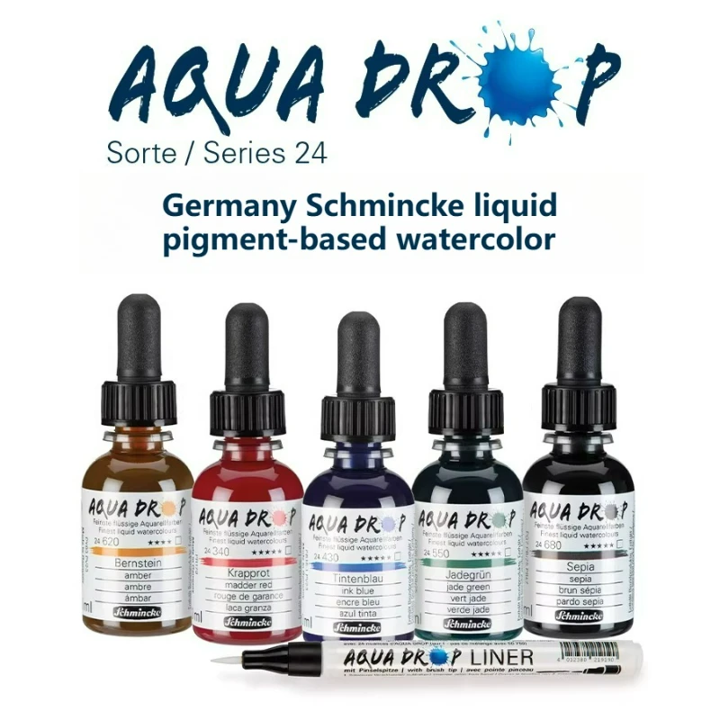 Duitsland Schmincke-AQUA DROP, vloeibare aquarelverf op pigmentbasis, 30 ml pipetfles, voor aquarelverf, stedelijke schetsen, lichtbestendig - afbeelding 2