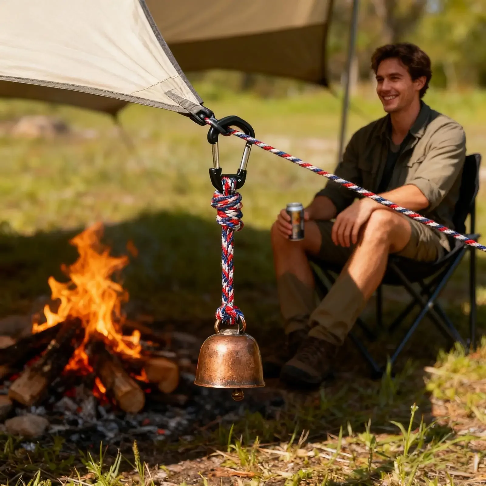 Super Loud Bear Scare Bell Outdoor Bear Bell Camping Gear With Keychain Bear-Repelling Iron Bell For Backpacking Hiking Walking