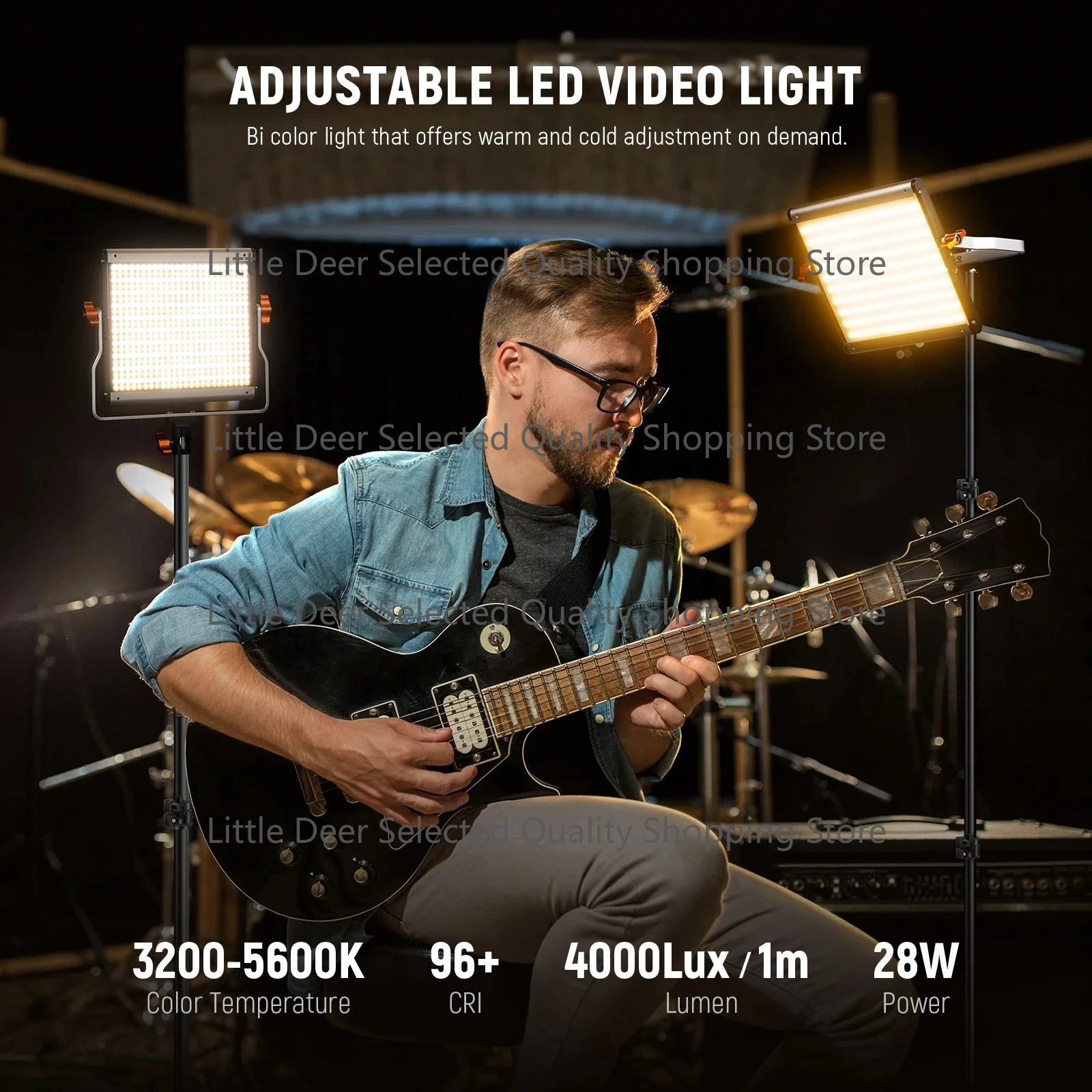 Neewer 2 Packs NL480 Dimmable Bi-Color 480 LED Video Light and Stand Lighting Kit 3200~5600K CRI 96+ LED Panel with U Bracket