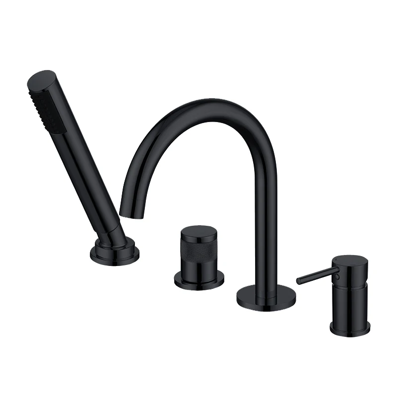 Luxury Top Quality Brass Bathtub faucet set 4 Holes 2 Handles Bathroom shower faucet set Popular design Copper Cold hot water