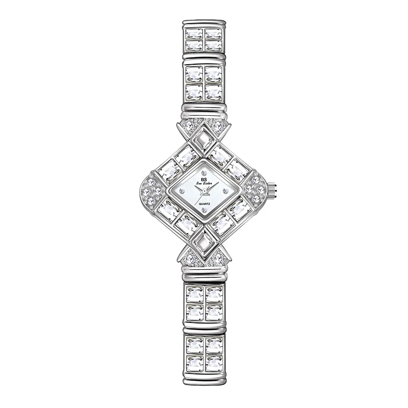 Montre Femme Ladies Watch Rose Gold Diamond Square Water Resistant Silver Quartz Watch Birthday Party Gift Relogio Feminino