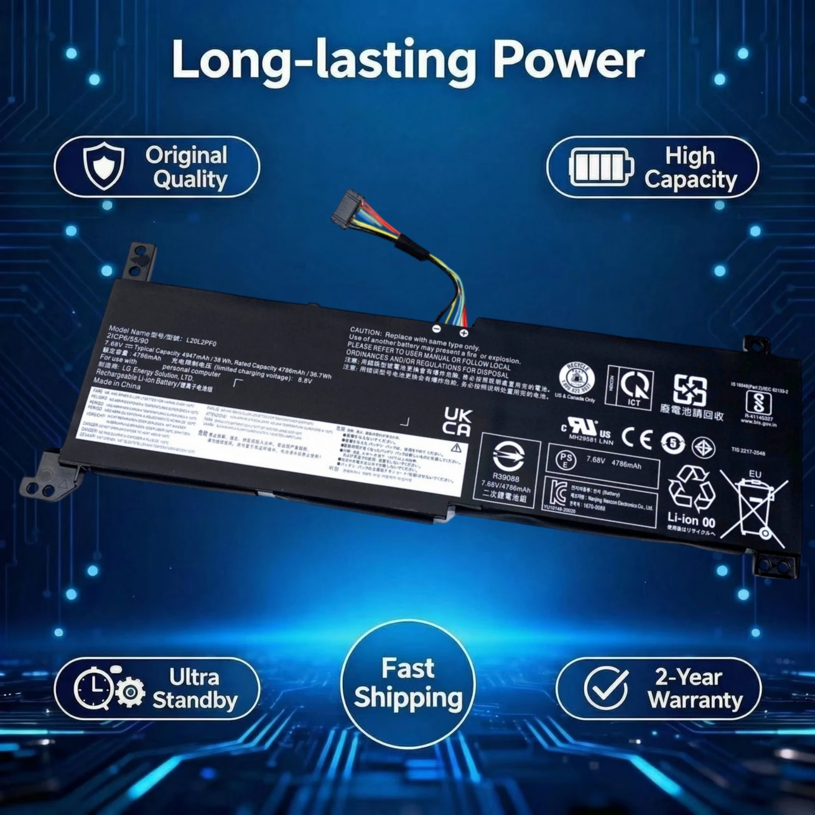 Original L20C2PF0 L20L2PF0 Laptop Battery For Lenovo IdeaPad 3-15ALC6 V14 V15 G2-ITL 5B11B36273 5B11B36285 5B11B36278 5B11B36280
