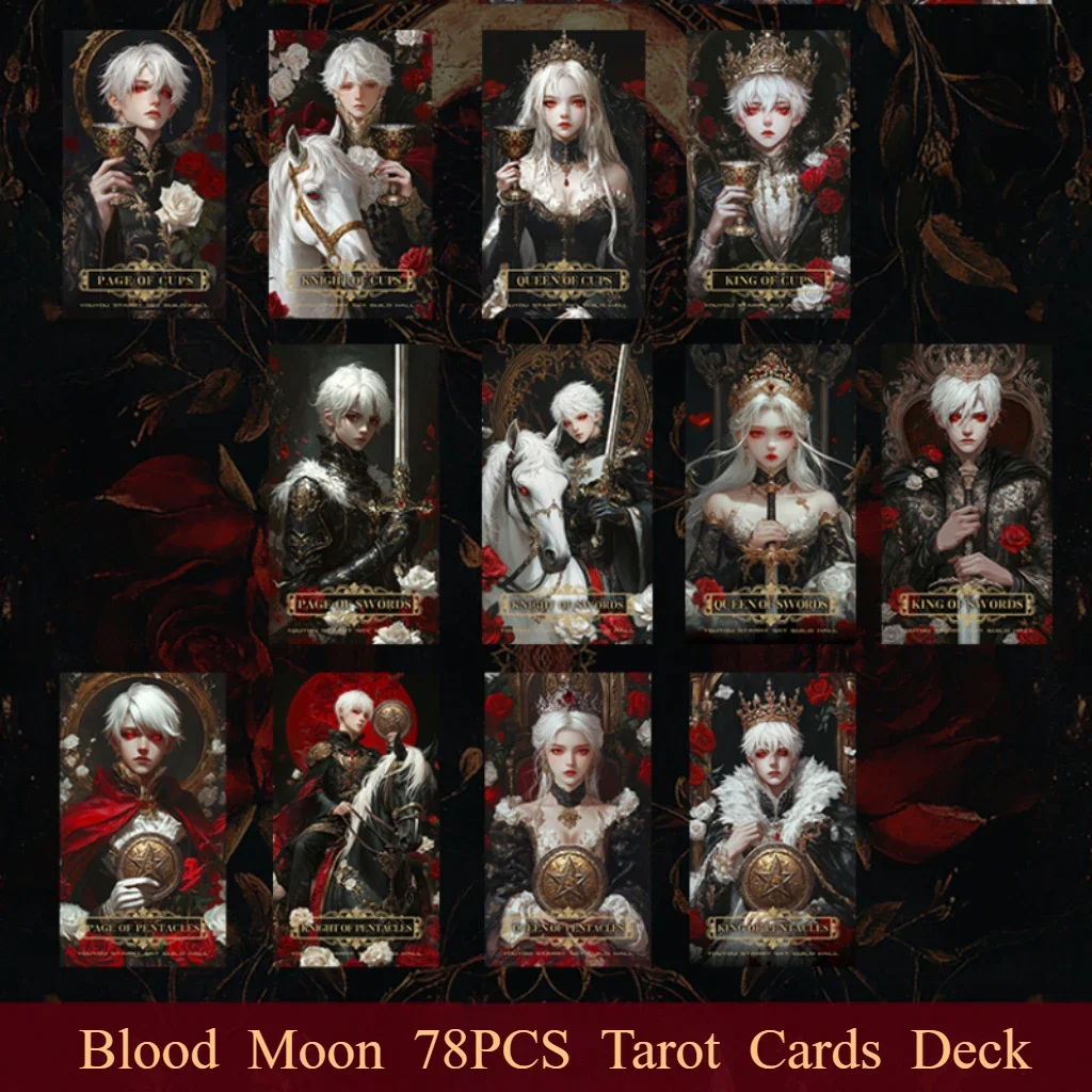 Professional Blood Moon Tarot Cards Deck 78 Card PVC Waterproof Matt Weite Oracle Divination Version Party Board Game Collection