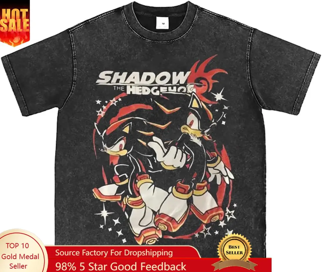 

Bellelement Vintage Shadow The Hedgehog T-Shirt Japanese Manga Shirt