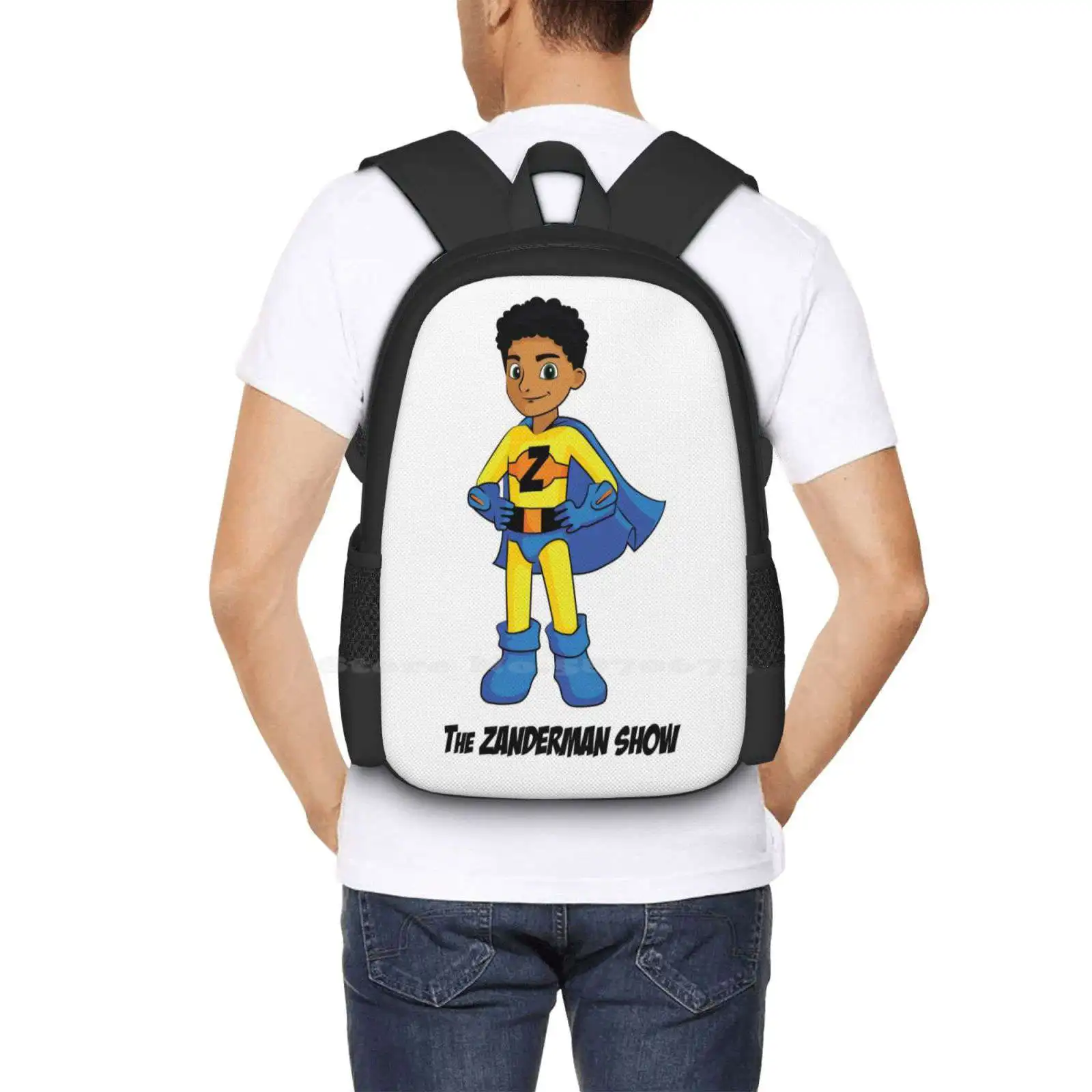 Mochila de diseño con estampado 3D The Zanderman Show Official Merchandise, bolsa para estudiantes, superhéroe para niños, Youtube