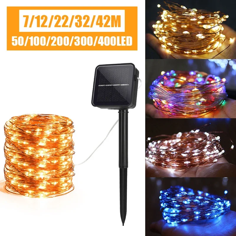 LED Solar String Light Outdoor Garden Fairy Lights Led Twinkle Waterproof Lamp for Christmas Party Decor 4m/7m/12m/22m/32m