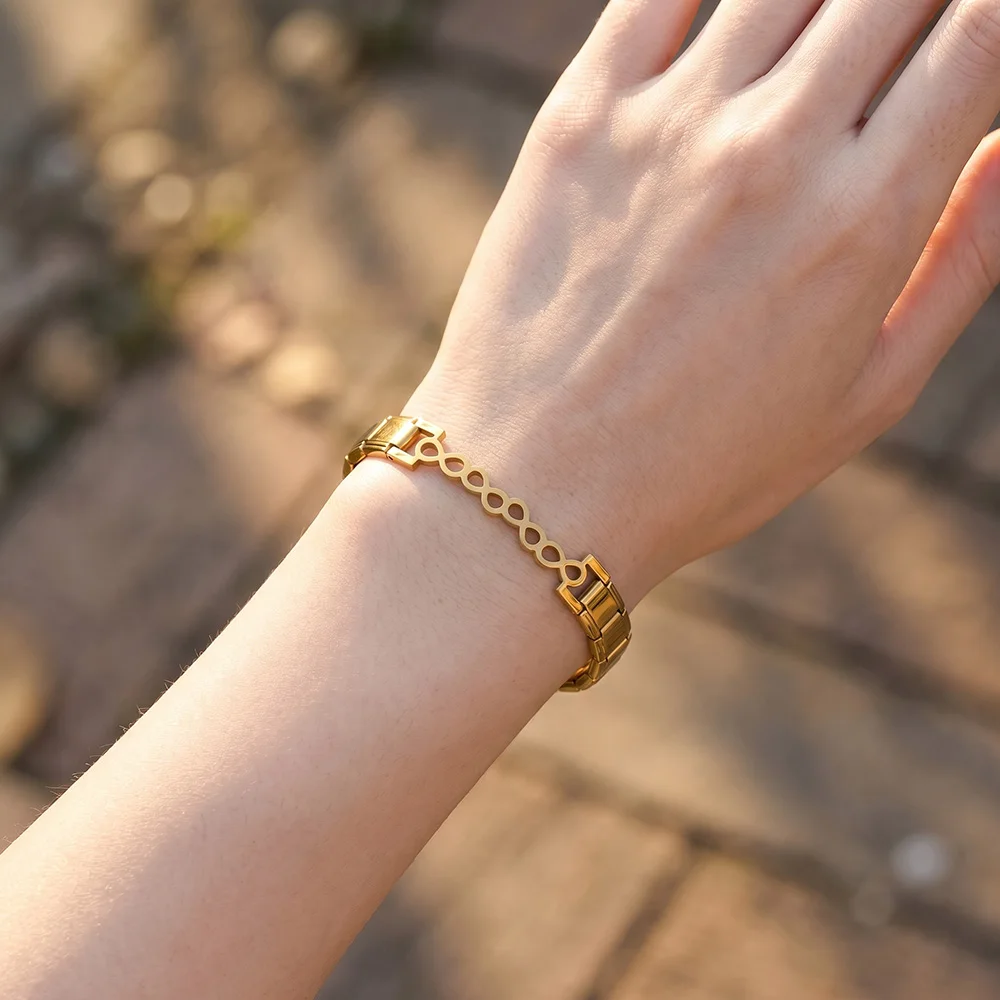 Personalisiertes Herz-Armband in Goldfarbe, DIY-Herstellung, für Damen und Herren, Italienischer Charm, Edelstahl, Zerlegbares Armband, Modeschmuck – Detail 5
