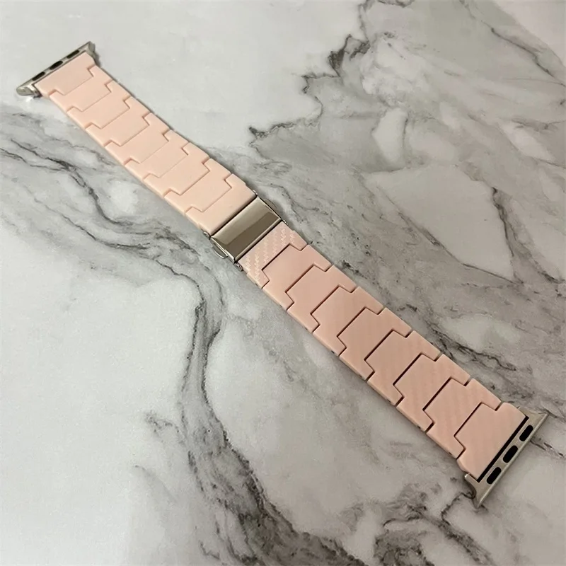 Dla apple watch ultra 41mm band 45 44mm 40 49 38mm 42mm wzór z włókna węglowego PC pasek do serii 8 7 6 5 4 SE bransoletka