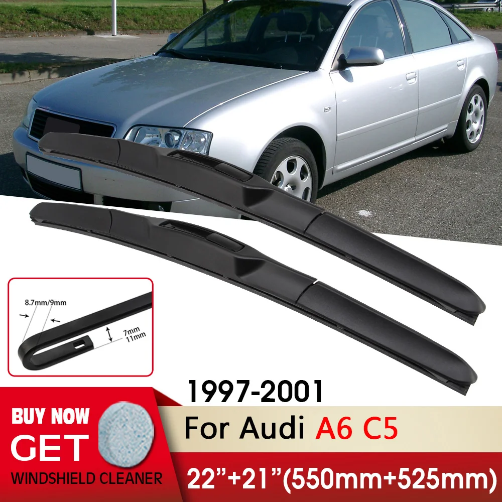 

Car Wiper RHD & LHD Front Wiper Blades 22"+21" For Audi A6 C5 1997-2001 Fit U Hook Arm Windshield Windscreen Front Window