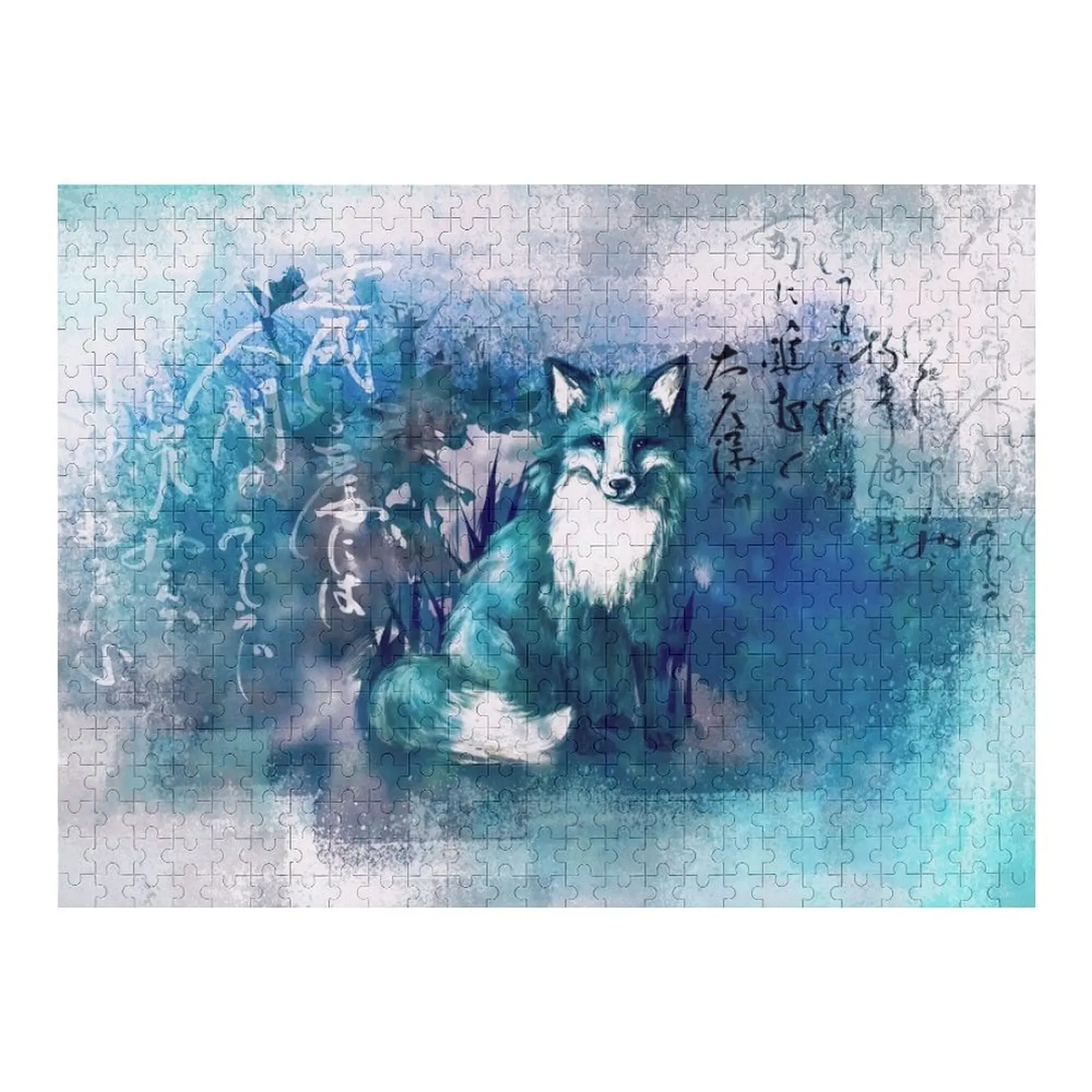 

Kitsune blue Jigsaw Puzzle Custom Wood Wood Name Puzzle