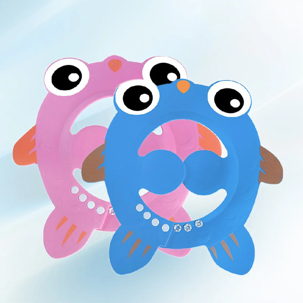 

2Pcs Baby Shampoo Shower Cap Adjustable Elastic Tape Protect Eyes Ears Soft Ecofriendly Fabric 1 Rose Red