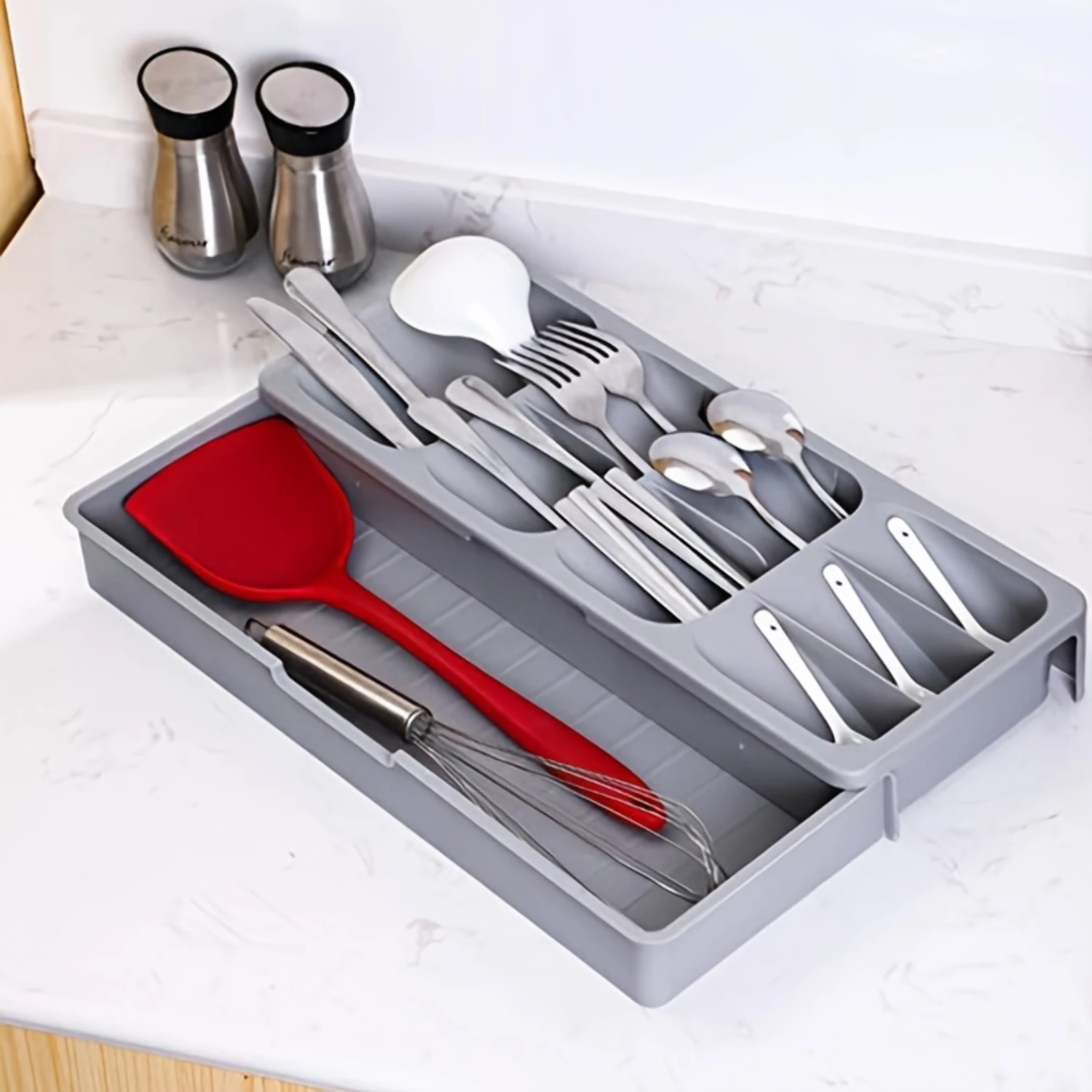 

1pc Expandable Silverware Organizer Tray for Kitchen Drawer - Holds Flatware, Spoons, and Forks - Keep Your Cutlery Neat and Tid