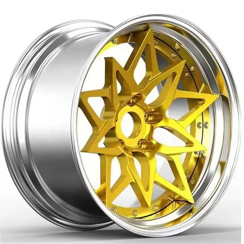 【2026】Custom 2 Piece Star Spoke Forged Wheels Polished 18-24 Inch 5x112 5x114.3 5x120/130 Racing Alloy Rims For BMW Benz Tesla F 4