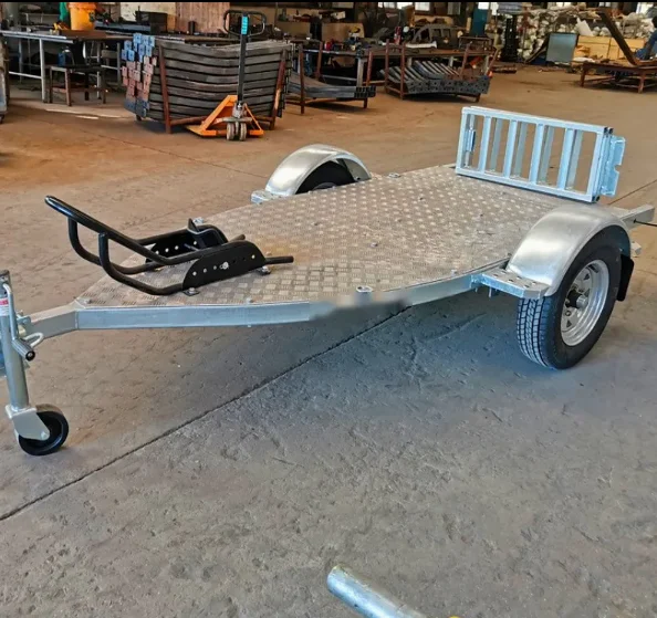 Galvanized Motorbike Trailer Heavy Duty Motorcycle Hauling Trailer